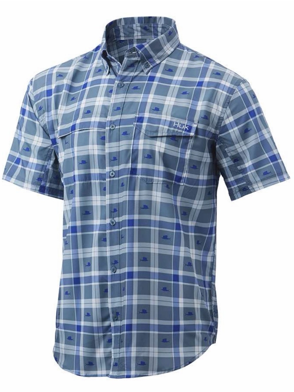 Huk Tide Point Fish Plaid Short Sleeve Shirt